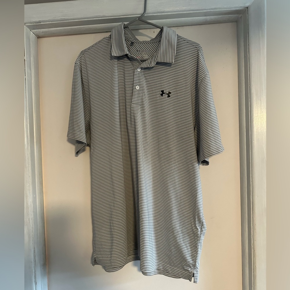 Under Armour Men's Polo Shirt - Black and White Stripes
